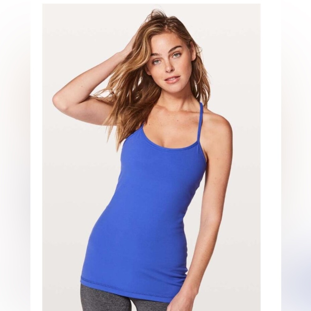 Lululemon Power Y Tank Top Luon Blazer Blue Athletic Workout Yoga Running Active